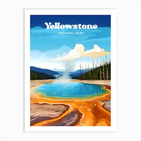 Yellowstone National Park Hot Spring Modern Travel Illustration Art Print