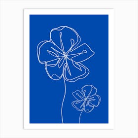 Flowers On A Blue Background Art Print