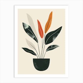 Prayer Plant Minimalist Illustration 3 Art Print