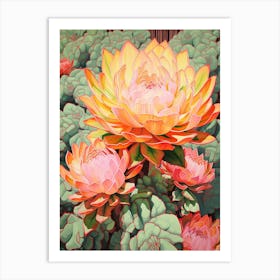 Mexican Style Cactus Illustration Acanthocalycium Cactus 7 Art Print