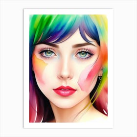 Portrait Of A Woman With Colorful Hair 4 Art Print