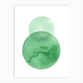 Green Watercolor Circles Art Print