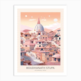 The Boudhanath Stupa Kathmandu Nepal Travel Poster Art Print