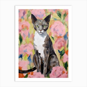 A Cornish Rex Cat Painting, Impressionist Painting 4 Art Print