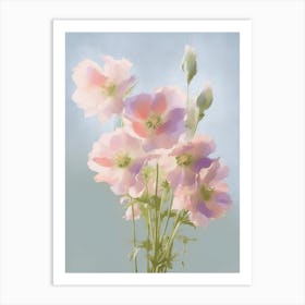 Delphinium Flowers Acrylic Painting In Pastel Colours 3 Art Print