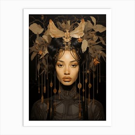 Lady With Moth Art Print