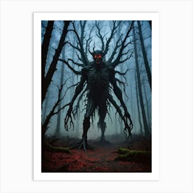 Eyes Watching in the Midnight Forest Art Print