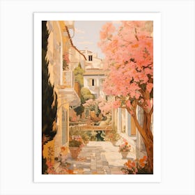 Marbella Spain 2 Vintage Pink Travel Illustration Art Print