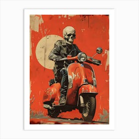 Skeleton On A Moped 4 Art Print