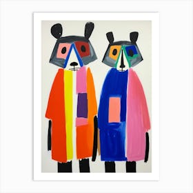 Colourful Kids Animal Art Raccoon Art Print