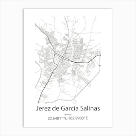 Jerez De Garcia Salinas,Mexico Minimalist Map Art Print