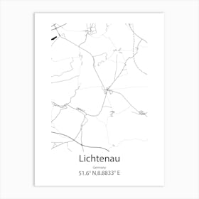 Lichtenau,Germany Minimalist Map Art Print