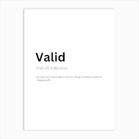 Valid Definition Meaning Art Print