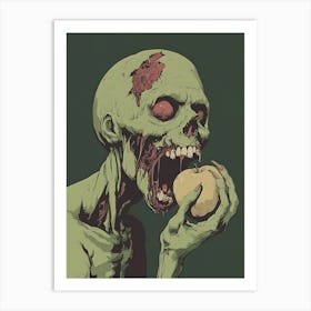 Scary Zombie Eating An Apple Art Print