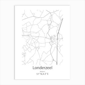 Londerzeel,Belgium Minimalist Map Art Print