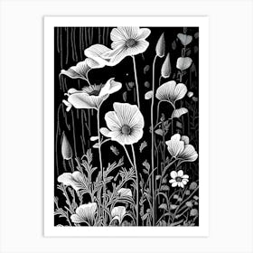 Sundrops Wildflower Linocut 1 Art Print
