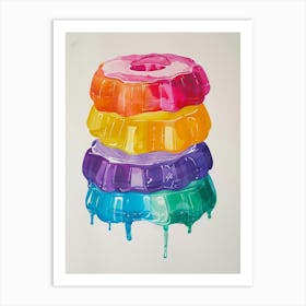 Rainbow Jelly Watercolour Inspired Painting 1 Art Print