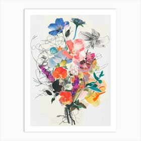 Veronica 2 Collage Flower Bouquet Art Print