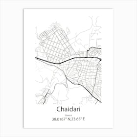 Chaidari,Greece Minimalist Map Art Print