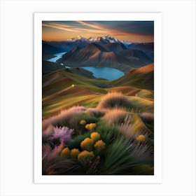 Sunset In New Zealand Art Print