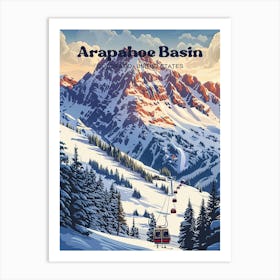 Arapahoe Basin Colorado Ski Digital Travel Illustration Art Print