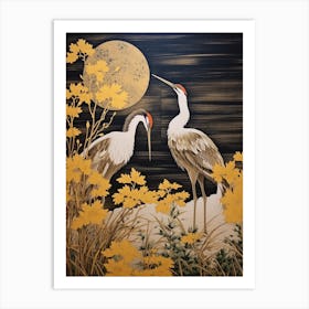 Goldenrod And Birds 3 Vintage Japanese Botanical Art Print