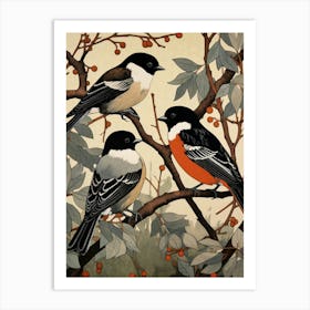 Art Nouveau Birds Poster Carolina Chickadee 4 Art Print