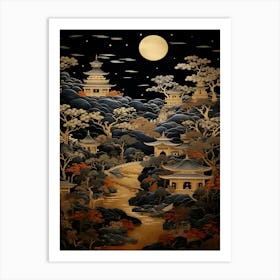 Asian Landscape At Night 1 Art Print