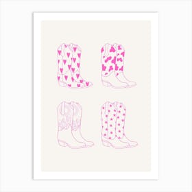 Pink Cowboy Boots Art Print