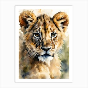 Lion Watercolor Painting Art Print