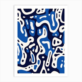 Abstract Blue And White Pattern Art Print