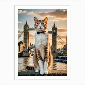 Cat's Eye Tour: Snapshots from Landmark Locations Tower Bridge Cat Art Print