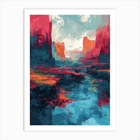 Abstract Landscape Painting | Pixel Art Series 1 Art Print