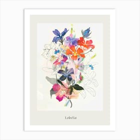Lobelia 1 Collage Flower Bouquet Poster Art Print