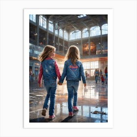 Girls Airport Art Print