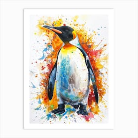 Emperor Penguin Colourful Watercolour 2 Art Print
