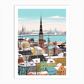 Retro Winter Illustration Hamburg Germany 1 Art Print