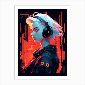 Cyborg Girl, cyberpunk Art Print