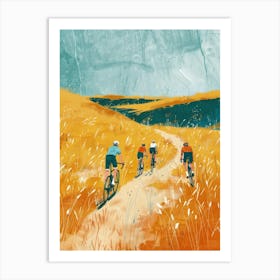 Cycling In A Field Art Print