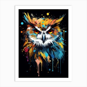 Owl With Black Background Art Print