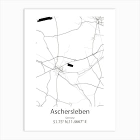 Aschersleben,Germany Minimalist Map Art Print