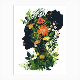 Portrait Of A Woman With Flowers 7 Art Print