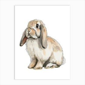 American Fuzzy Lop Rabbit Kids Illustration 3 Art Print
