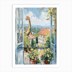 Dinosaur & The Balcony Painting 1 Art Print