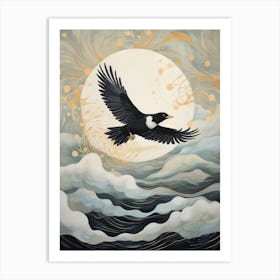 Magpie 3 Gold Detail Painting Art Print