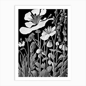 Sundrops Wildflower Linocut 2 Art Print