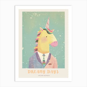 Pastel Unicorn In A Suit 1 Poster Art Print