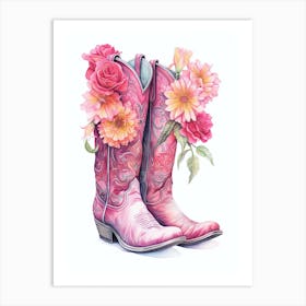  Cowgirl Boots Pink Art Print