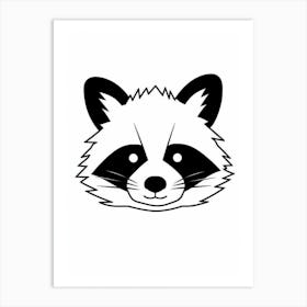 A Minimalist Line Art Piece Of A Cute Raccoon 1 Poster