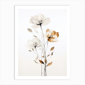 Botanical Elegance: Line Drawing Flower Print Art Print